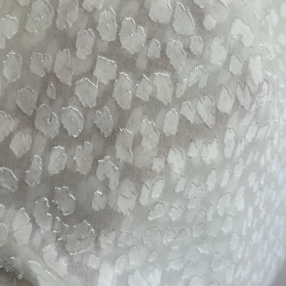 🛍️FRAME Spot Jacquard Silk Blend Smocked Peasant Blouse Off White XL - Picture 8 of 11